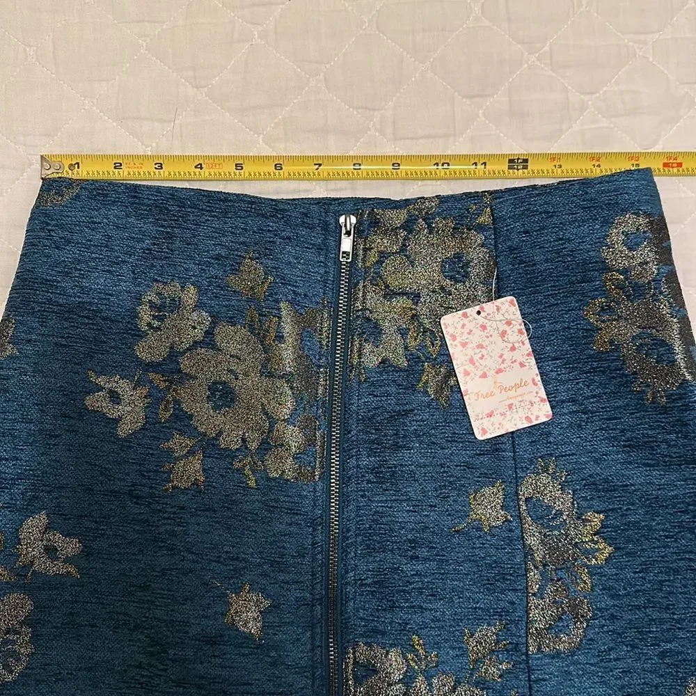 NWT Free People Blue & Silver mini skirt, size 6